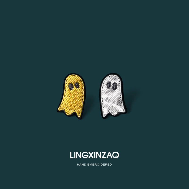 黄铜布艺胸针 手工刺绣设计感创意幽灵别针衣服包包装饰胸针配饰