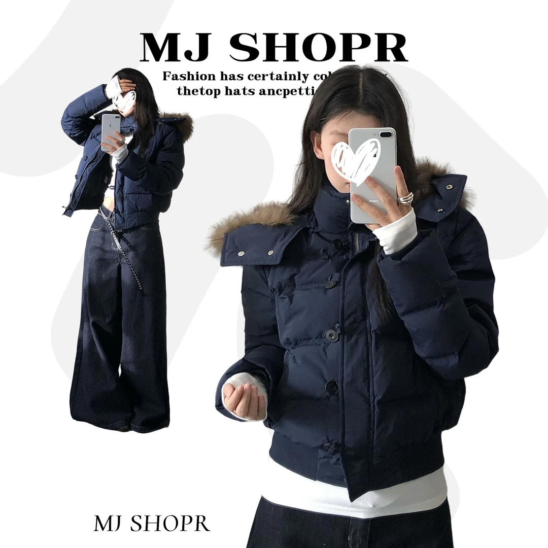 大毛领连帽棉衣外套女装冬季加厚保暖派克服短款显瘦面包棉服棉袄