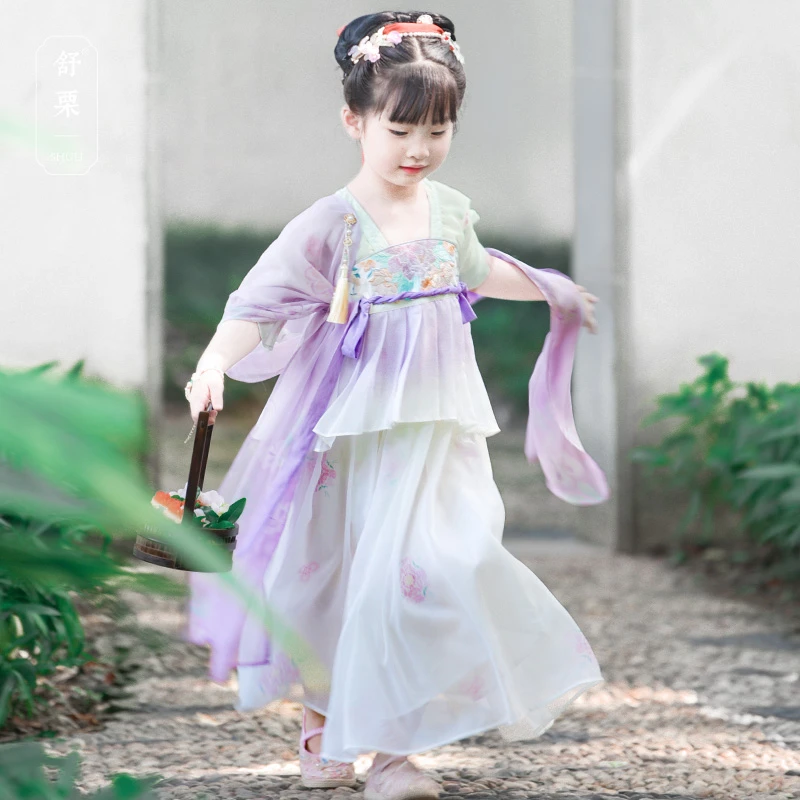 舒栗.小南枝 舒栗汉服女童高端中国风古风古装儿童襦裙