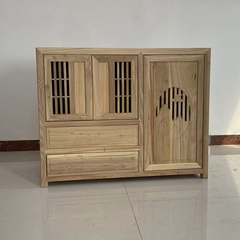 北方榆木新中式茶水柜