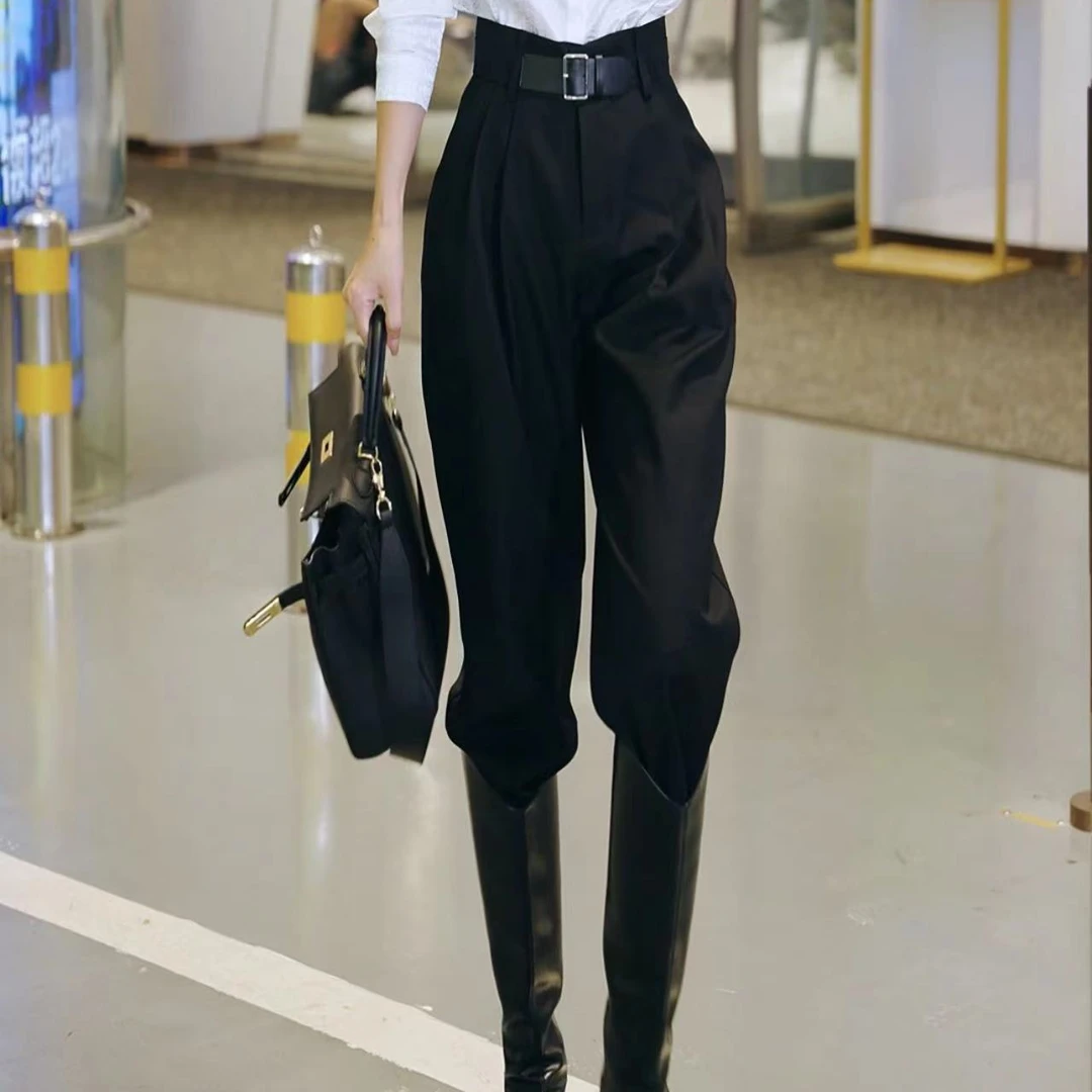 （萱萱严选）时尚酷炫高腰直筒裤