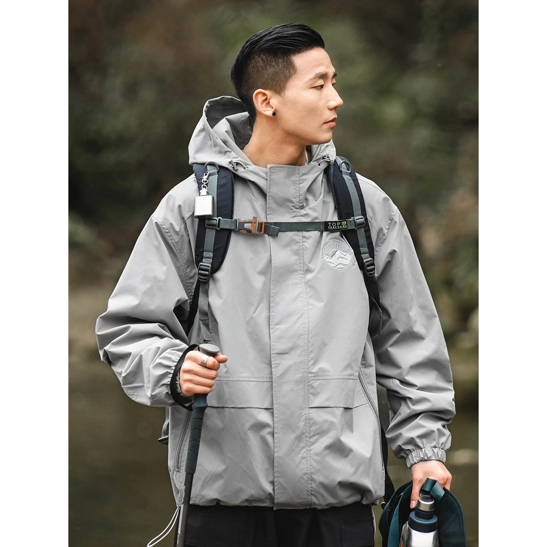 春季防泼水连帽冲锋夹克上衣男 户外山系夹克外套 _ MJ23019