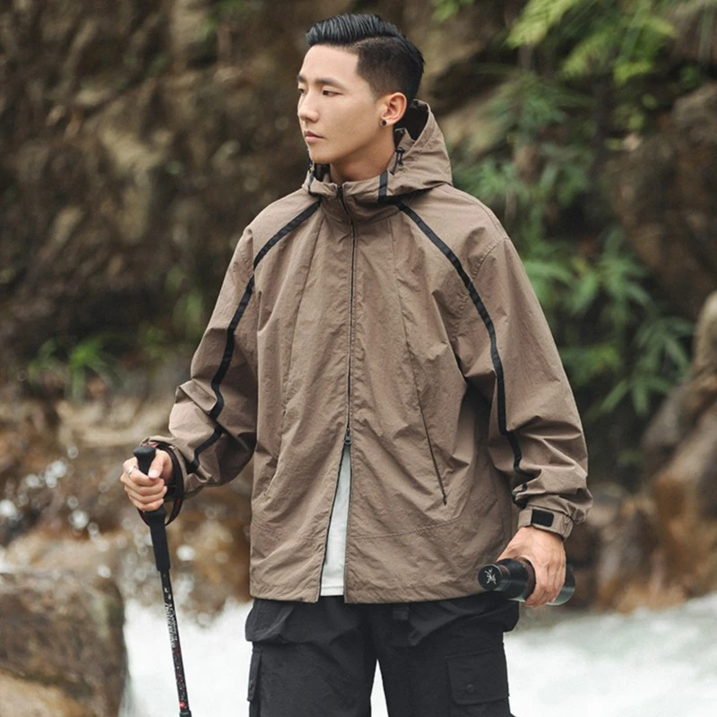 outwild 户外防泼水冲锋夹克 拼接撞色连帽外套机能上衣EJ23007