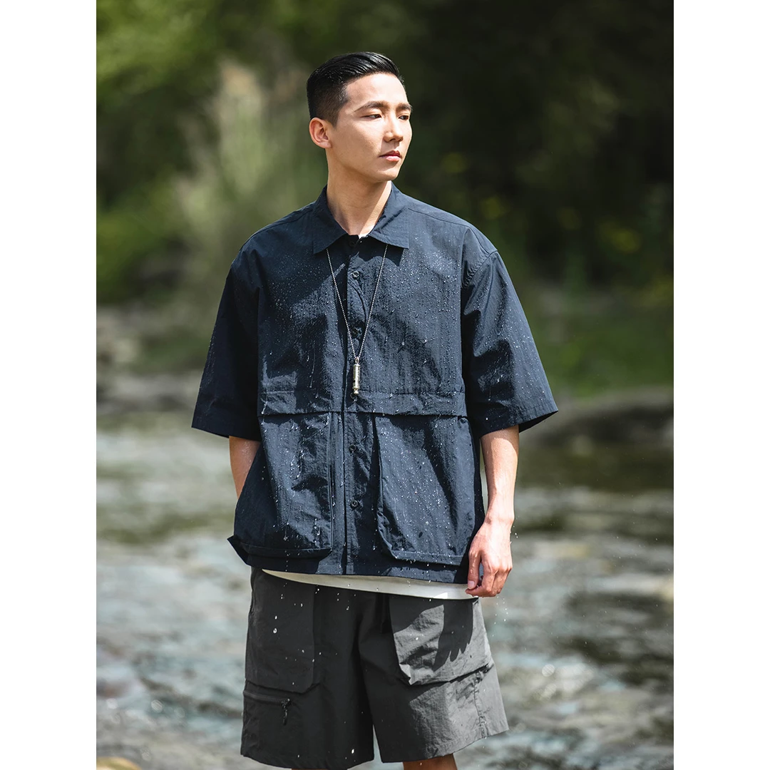 outwild夏季户外机能工装短袖衬衫男 多口袋防泼水外套 _ WC23303