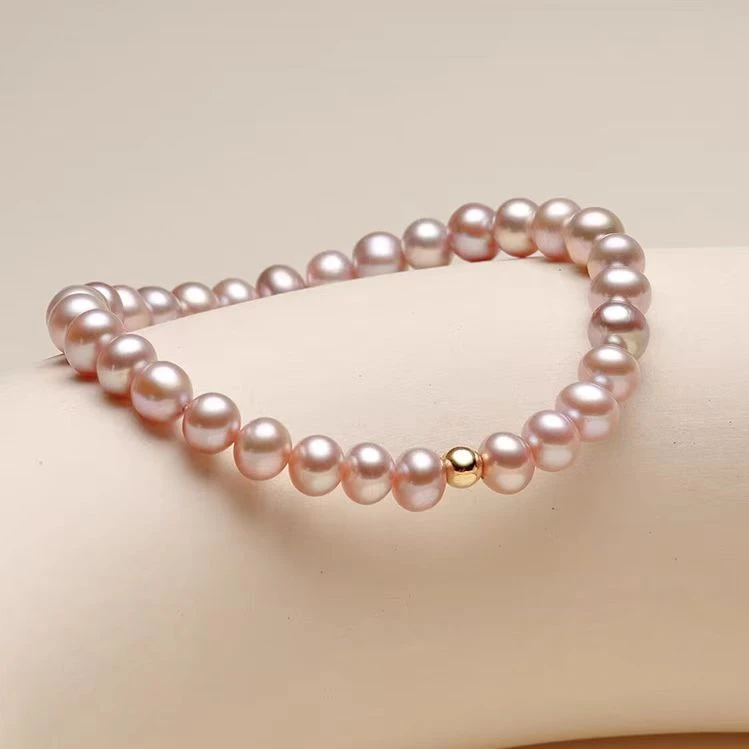 【紫玫瑰】5-6mm淡水无核珍珠粉紫色手链轻奢气质手串SL80037SY