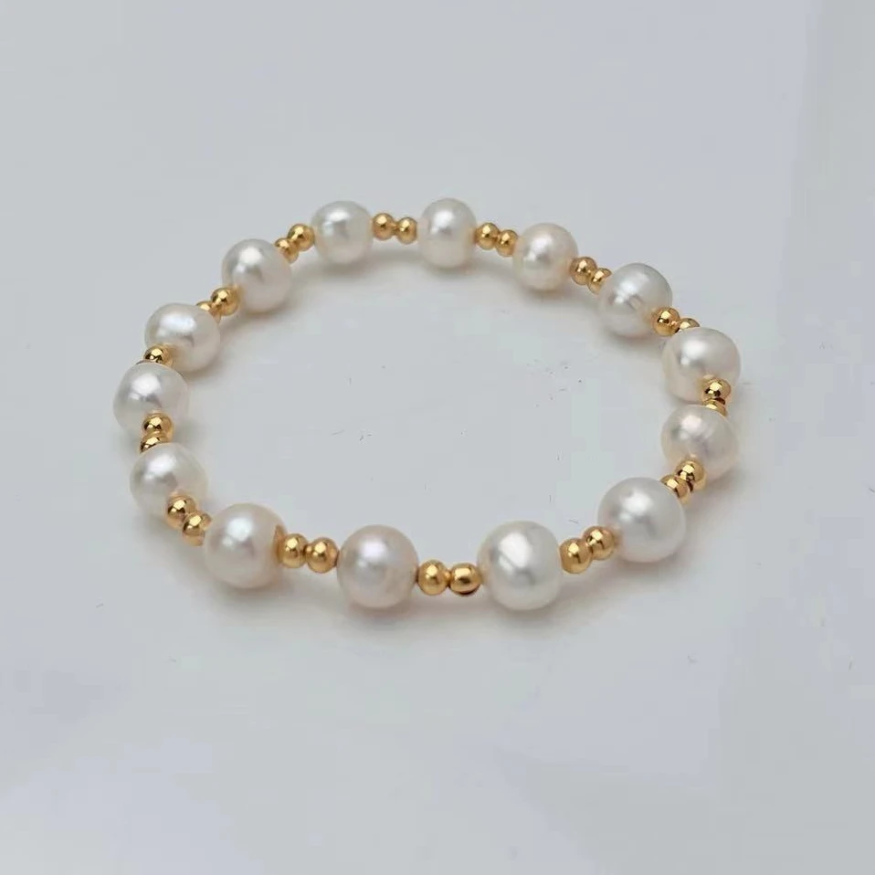 【白兰】5-8mm淡水无核珍珠手链 经典时尚百搭气质合金DSL00580-1