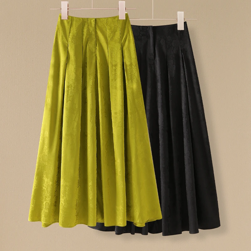 高腰半身裙复古文艺纯色国风夏季长款a型