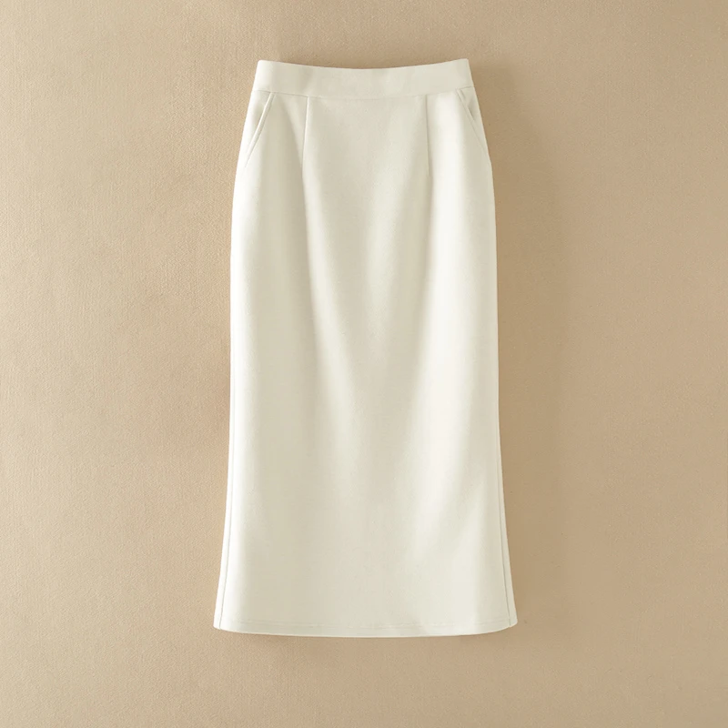 新款纸片人显瘦鱼尾裙带兜半身裙气质高腰时尚开叉裙子