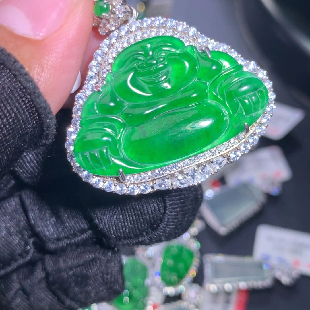 【闪购商品】翡翠颈饰银S925镶嵌天然A货翡翠54210