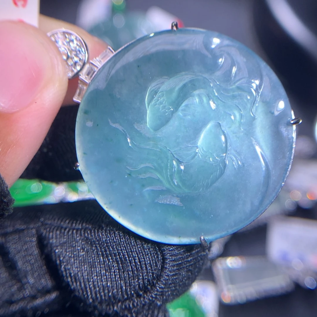 【闪购商品】翡翠颈饰银S925镶嵌天然A货翡翠589320
