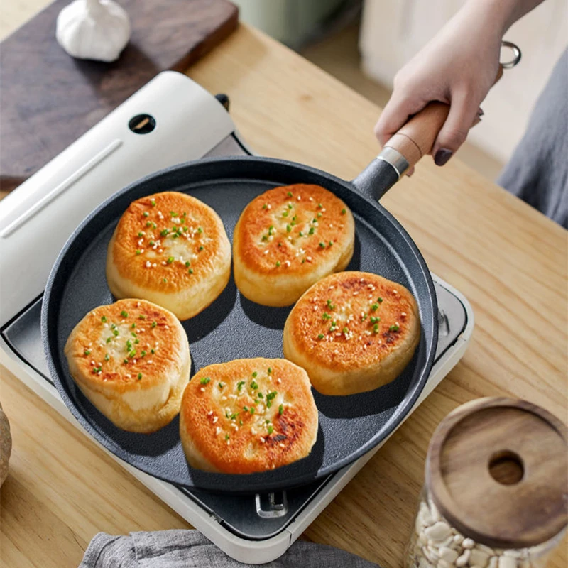 【众腾D】铸铁无涂层平底煎锅家用烙饼不粘锅烧烤盘鏊子通用煎炸锅