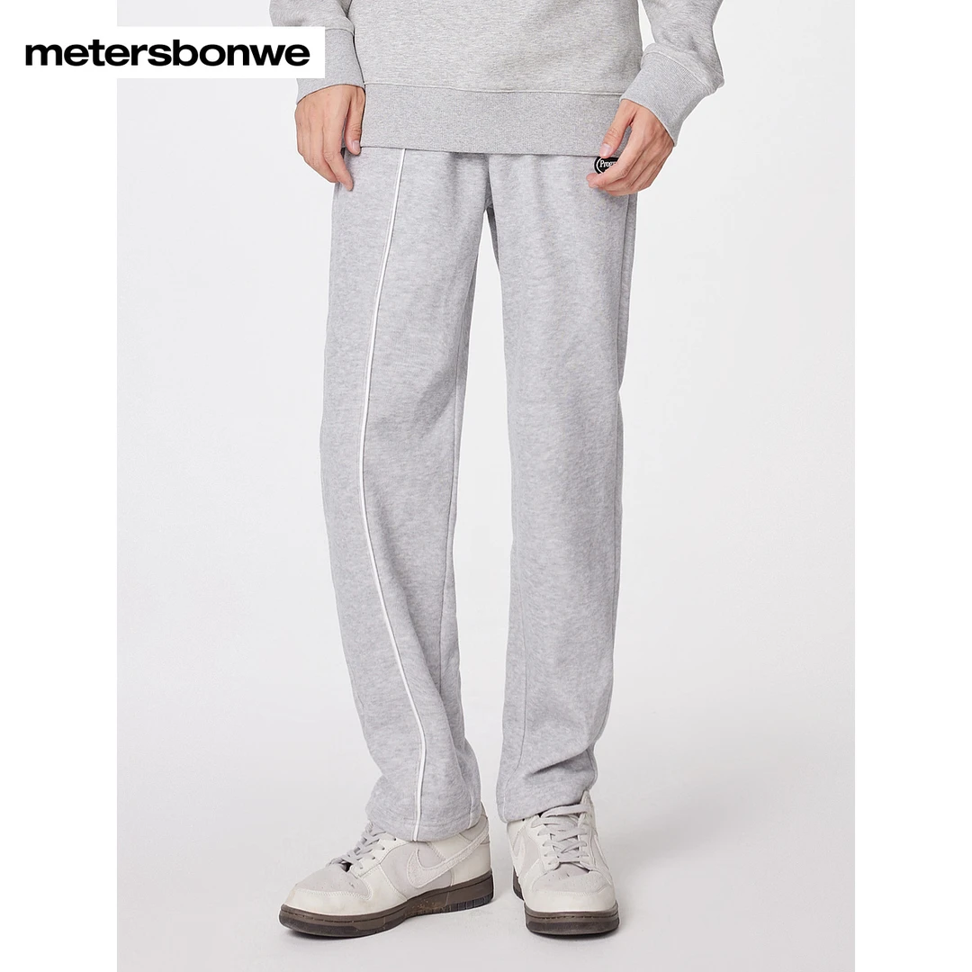 美特斯邦威男士卫裤纯色百搭冬季宽松印花抽绳男款针织长裤750383