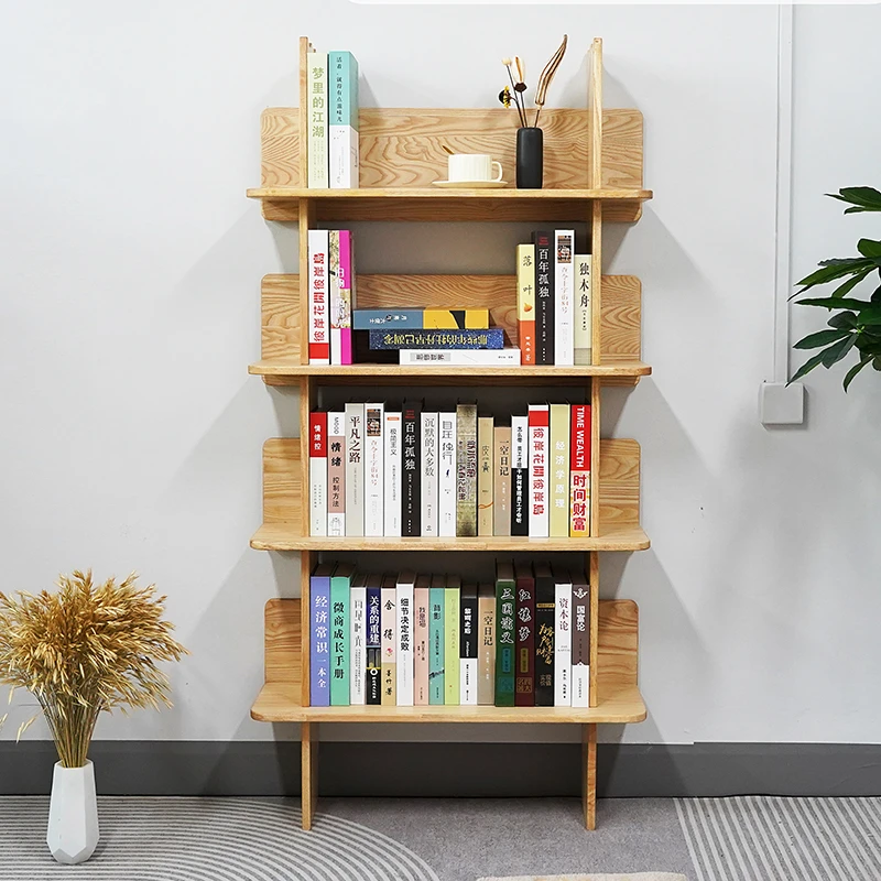 简约现代全实木书架多层靠墙儿童书柜家用储物架