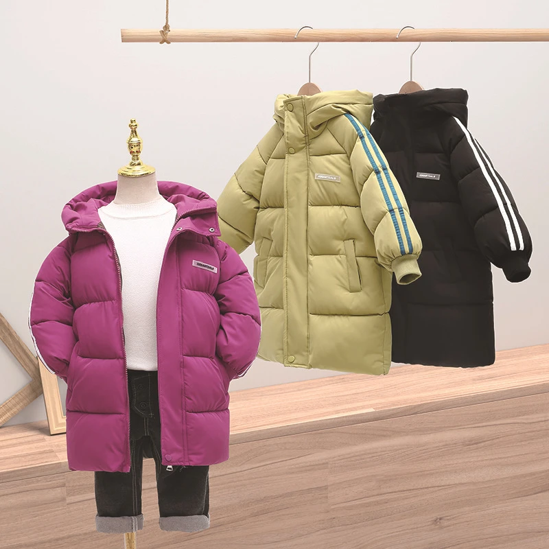 【HBS】839现货冬季新款儿童加厚棉服中长款男女棉衣保暖长款外套