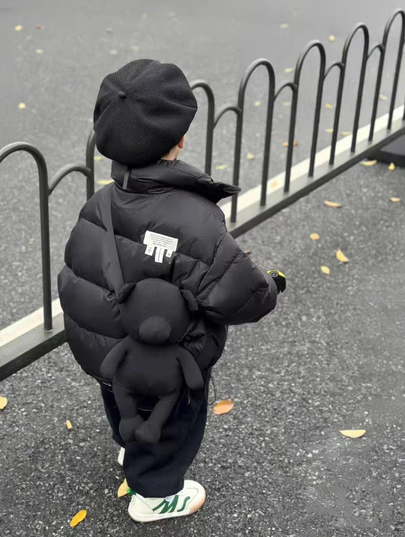 【品质好货】804新款儿童秋冬简约百搭立领羽绒棉服男女童保暖外套