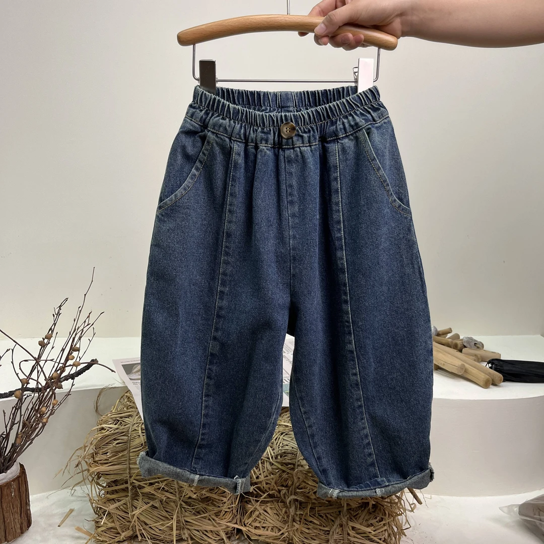 2024春秋款韩版儿童牛仔裤新款宽松时尚休闲牛仔裤7210