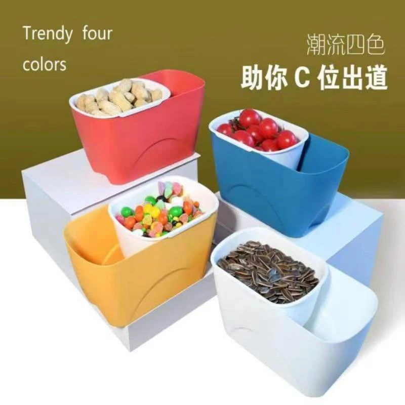 懒人嗑瓜子双层盘客厅水果盘家用果糖盒创意零食干果盘沥水果篮子