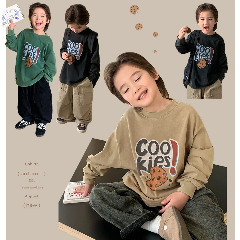 【曲奇饼干】源源家童装男童秋2t恤儿童长袖中大童上衣休闲男孩衣服