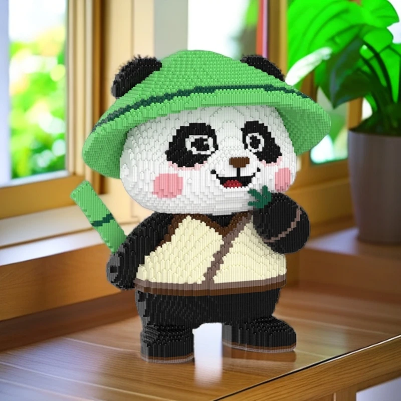 小杜乐玩拼装颗粒积木手工拼搭中国风竹子熊猫儿童益智玩具礼物