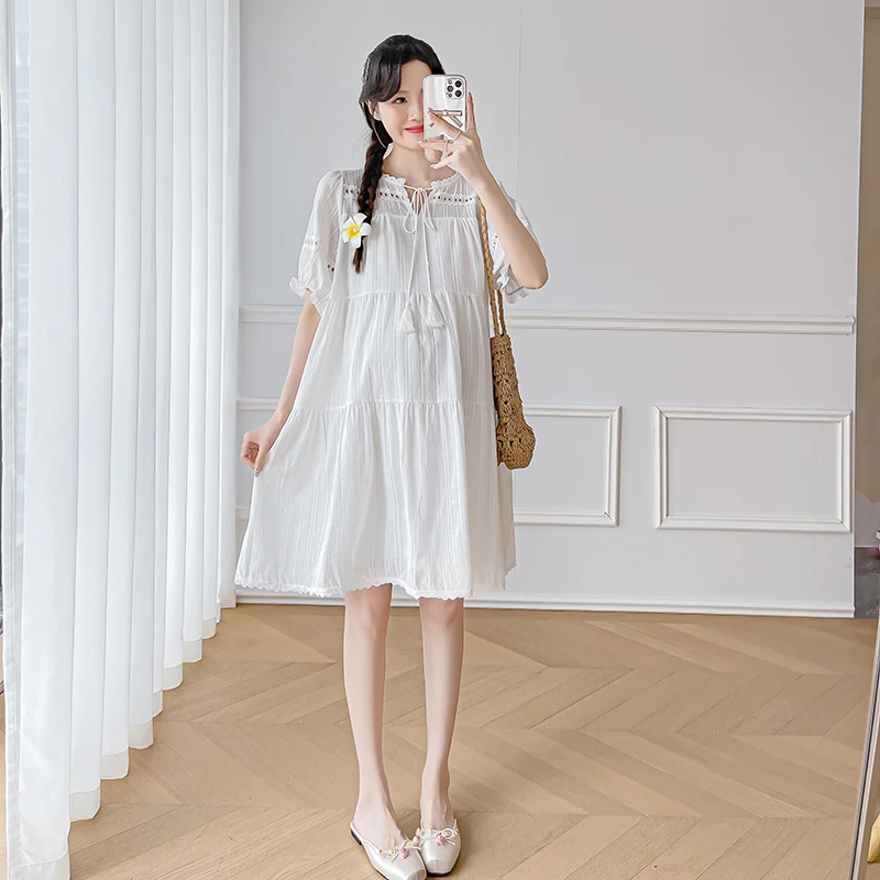 孕妇装夏季新款甜美时尚休闲小个子娃娃裙宽松显瘦减龄短袖连衣裙