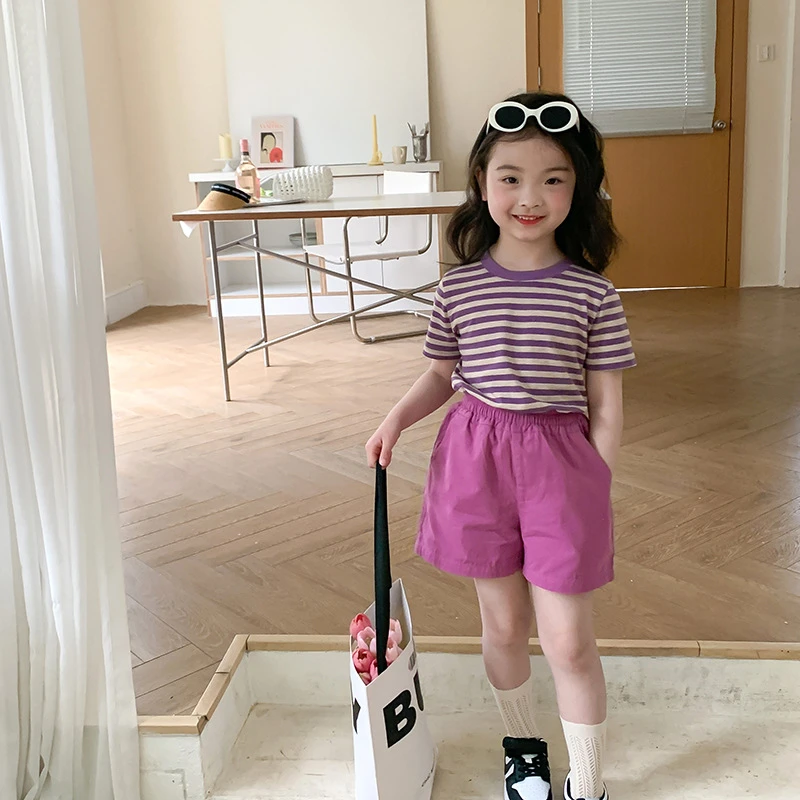 【现货已开价】儿童4色条纹短袖t恤 E005