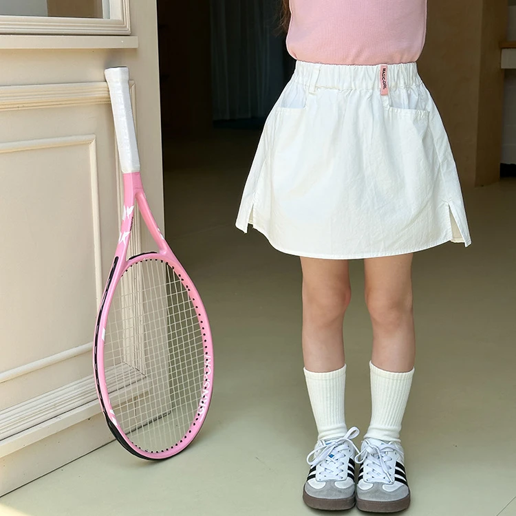 【夏季新品】儿童时髦开叉半身裙女童韩版纯色防走光A字短裙24V022