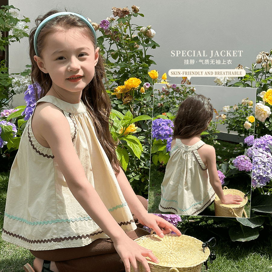 【现货清】儿童清爽洋气背心娃娃衫24U018