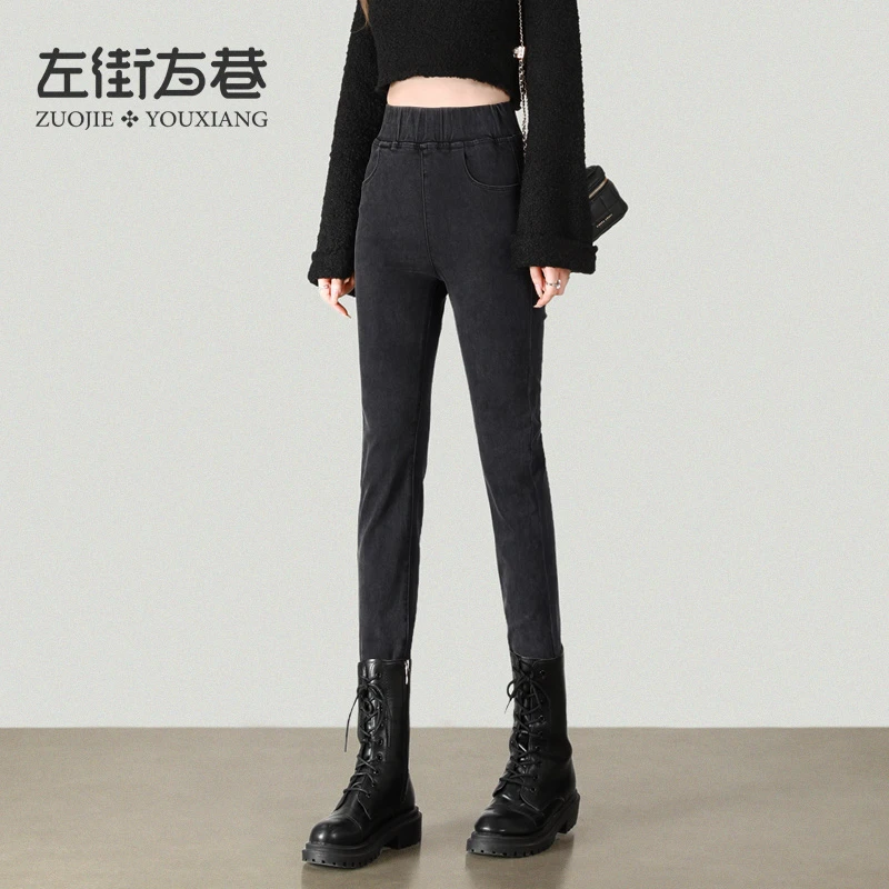 【2024秋冬】 黑色外穿高腰显瘦紧身弹力小脚铅笔魔术裤子 FZ5887