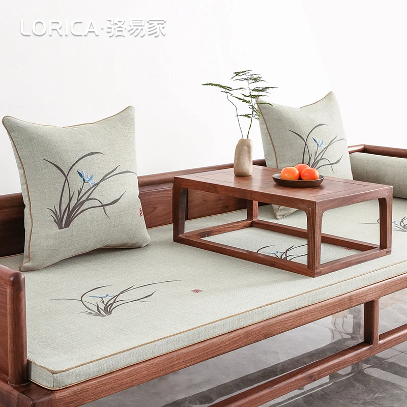 骆易家【蕙质兰心】沙发垫中式红木沙发垫罗汉床防滑垫枕套四季通用
