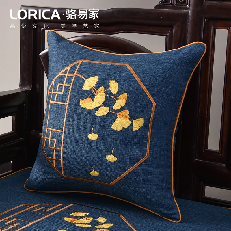 骆易家【金秋赋】抱枕新中式靠垫客厅靠枕可拆洗刺绣靠垫沙发靠背垫