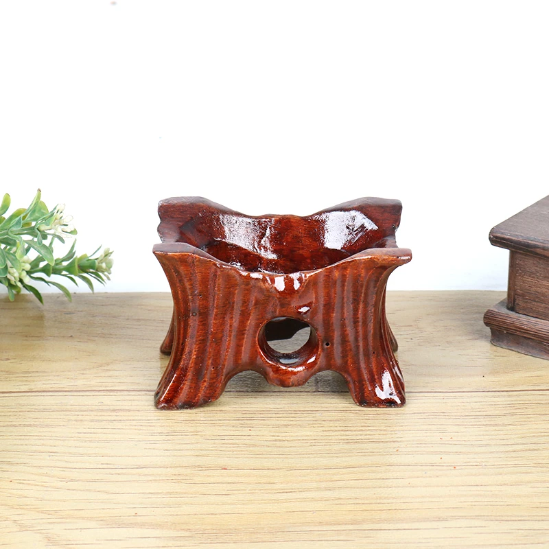 c105c-9-6免挖槽长方形奇石底座鹅卵不规则托架摆件带凹槽底座