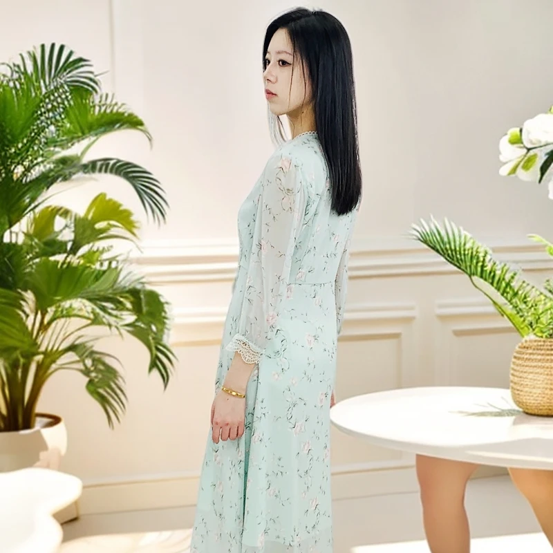 夏季上新ALS5519绣花手工花中式桑蚕丝连衣裙