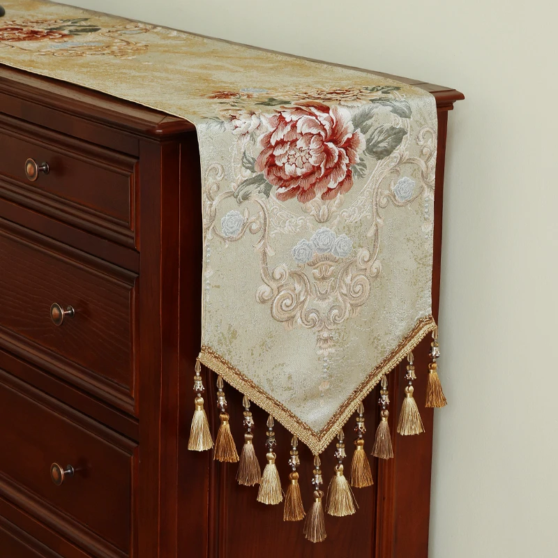 欧式桌旗轻奢高端奢华茶几装饰布长条美式电视柜五斗柜盖布高级感