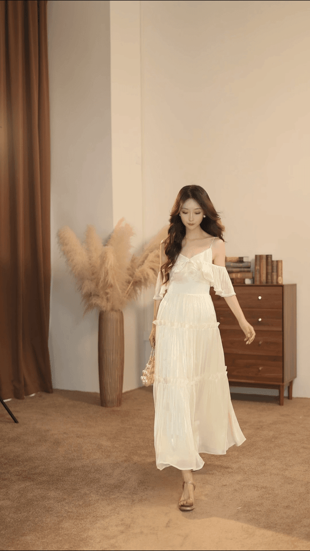 【大金】夏季新款法式设计师轻奢公主多种穿法女装连衣裙-ZX599