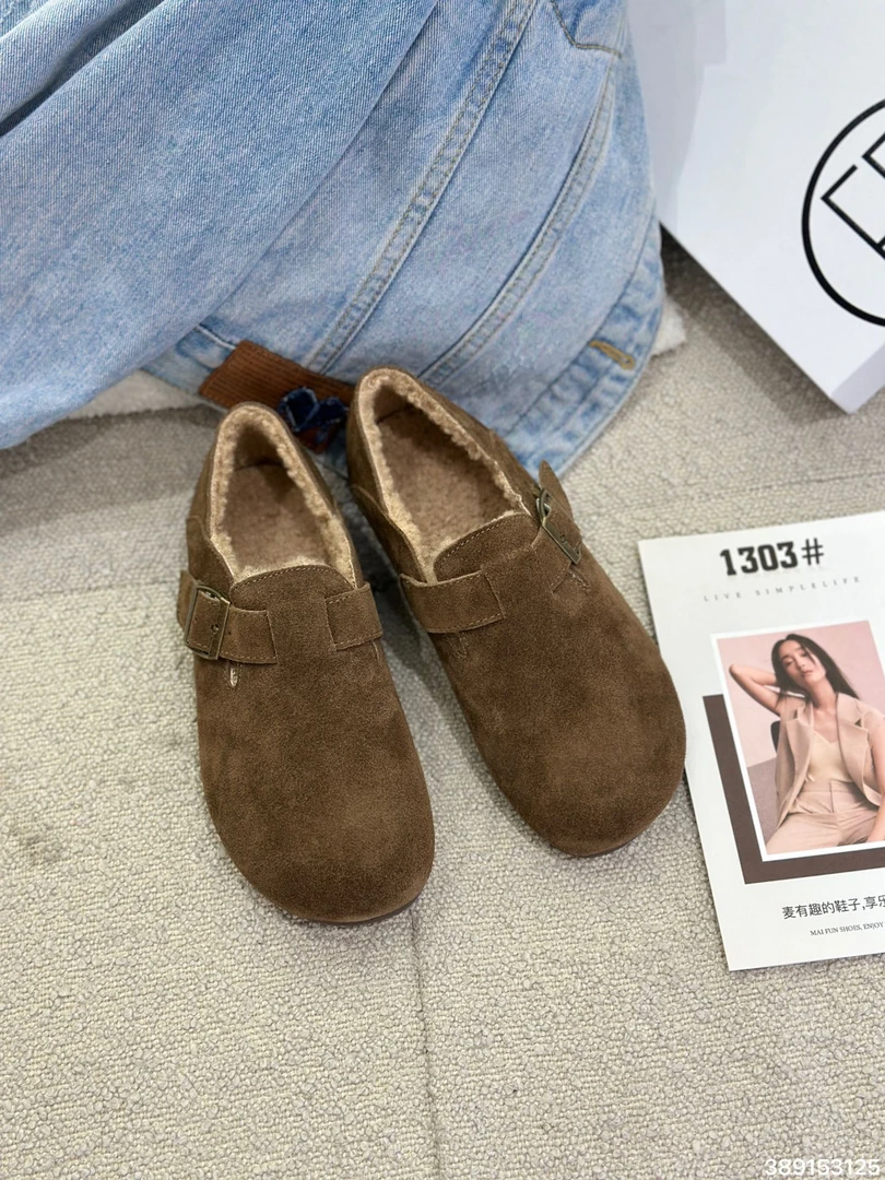 薄底博肯鞋加绒加厚百搭平底软底