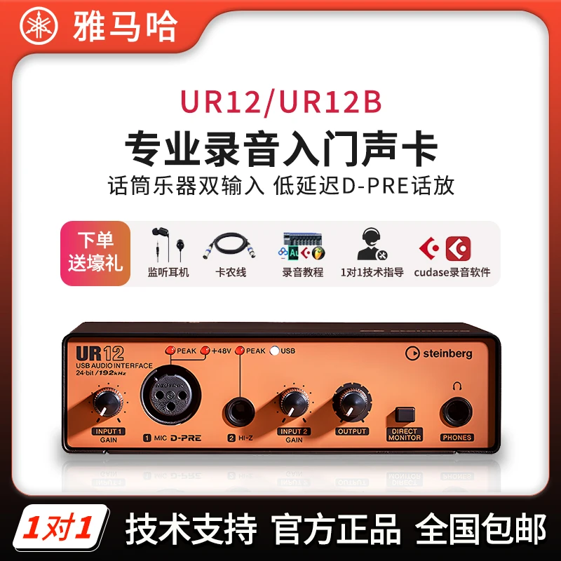 Steinberg/UR12B专业直播K歌录音乐器编曲有声书设备外置声卡套装