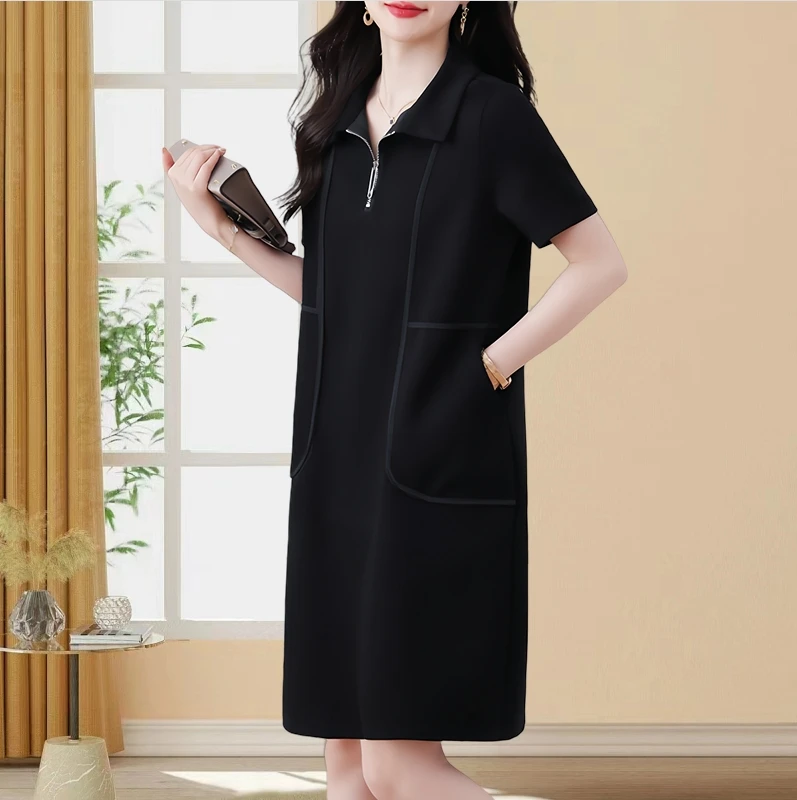 高端轻奢大码女装2025春夏新款胖mm时尚小黑裙气质显瘦A版连衣裙