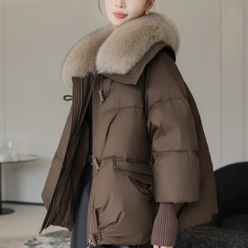 2024秋冬新款韩版时尚百搭可拆毛领棉衣棉服冬季加厚保暖外套女
