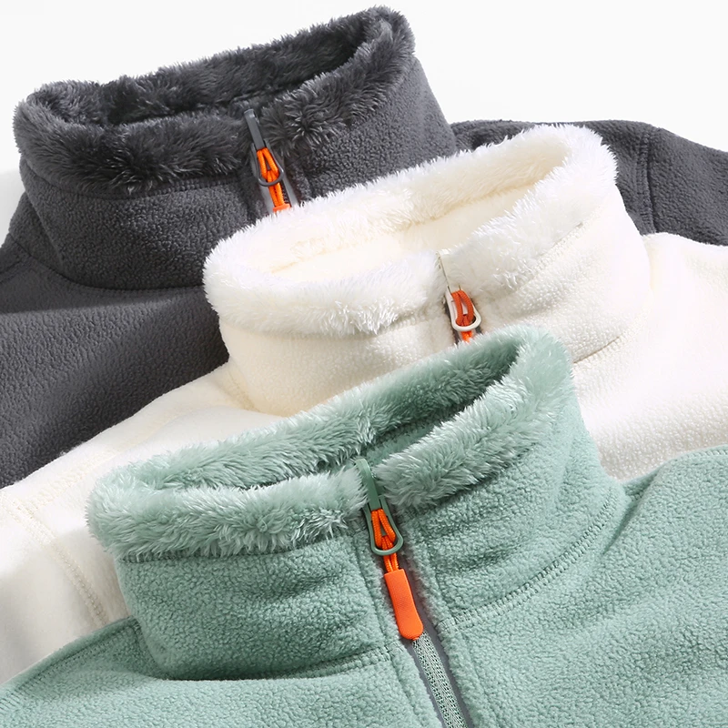 抓绒衣双面珊瑚绒男女冲锋衣内胆秋冬加厚保暖摇粒绒外套女两面穿