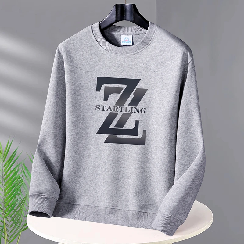 秋季新款潮流宽松休闲圆领卫衣套头时尚简约印花百搭长袖打底衫