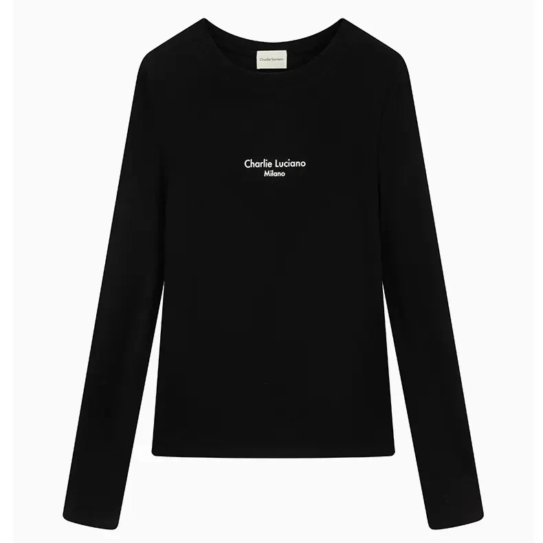 CharlieLuciano标识打底长袖T恤设计感潮牌春秋宽松显瘦上衣女