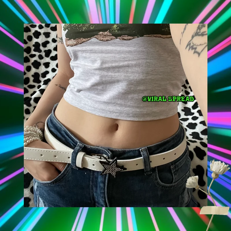 VIRAL SPREAD ins复古水钻闪闪星星蹦迪土酷腰带辣妹百搭皮带