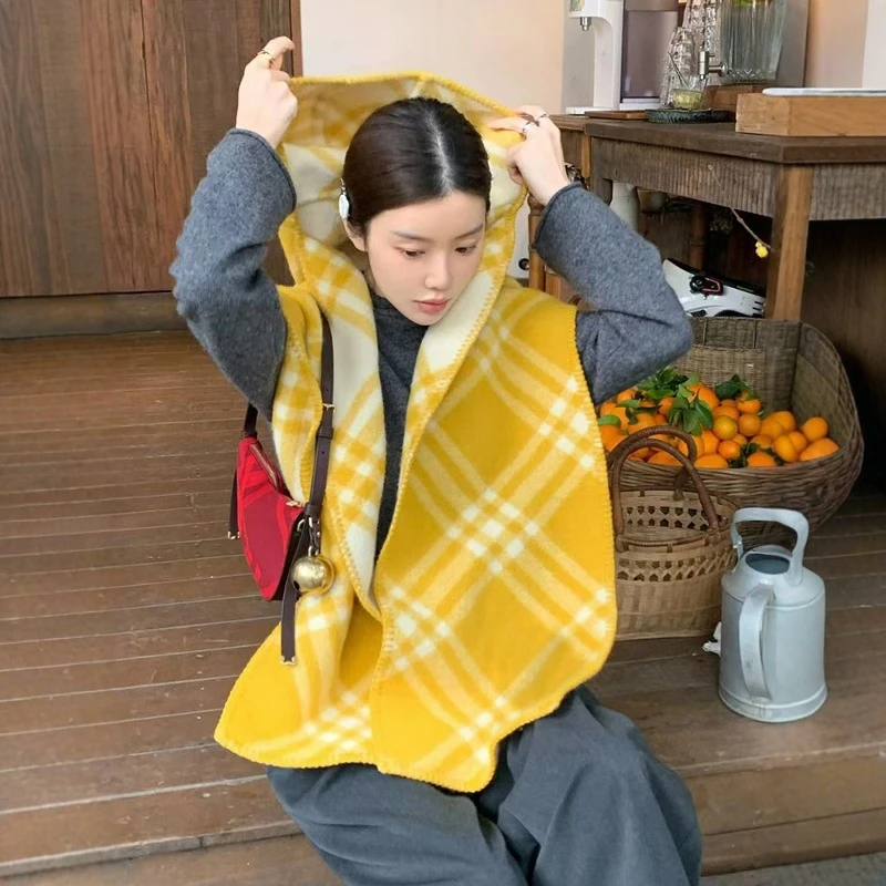全智贤同款经典格纹围巾女冬季黑色韩版保暖披肩女士保暖百搭围脖