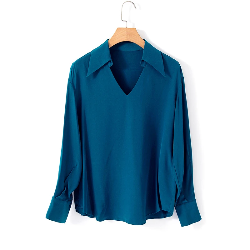 菲诗菲曼高端定制  翻领套头桑蚕丝长袖衬衫 ZJBS1626C