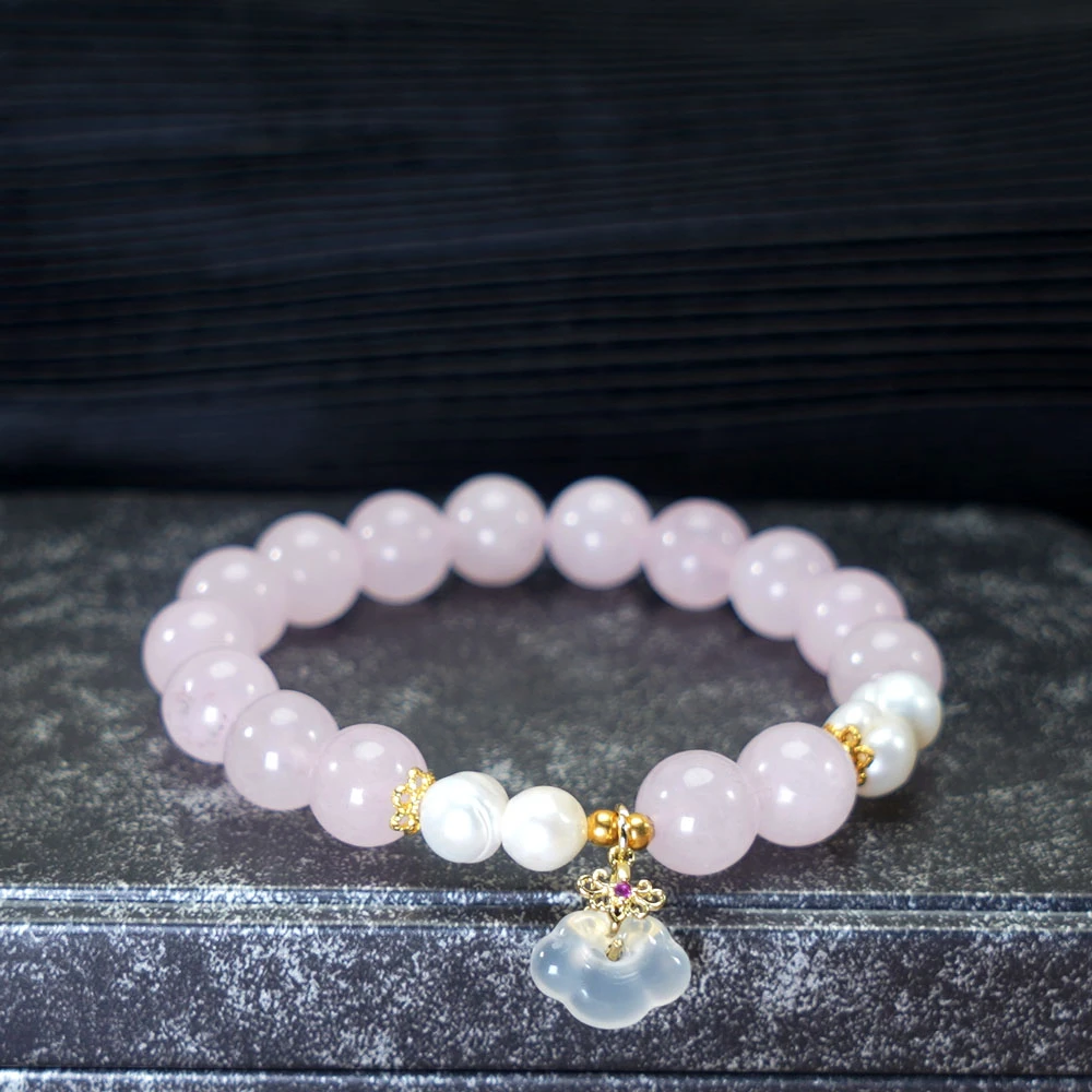 粉水晶珍珠富贵手链 多样性发一 SL071