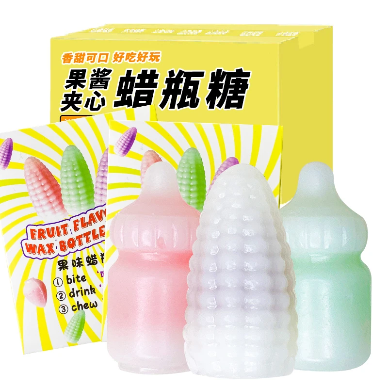 网红零食蜡瓶糖成品夹心爆浆主播吃同款蜂蜡咀嚼腊可食用