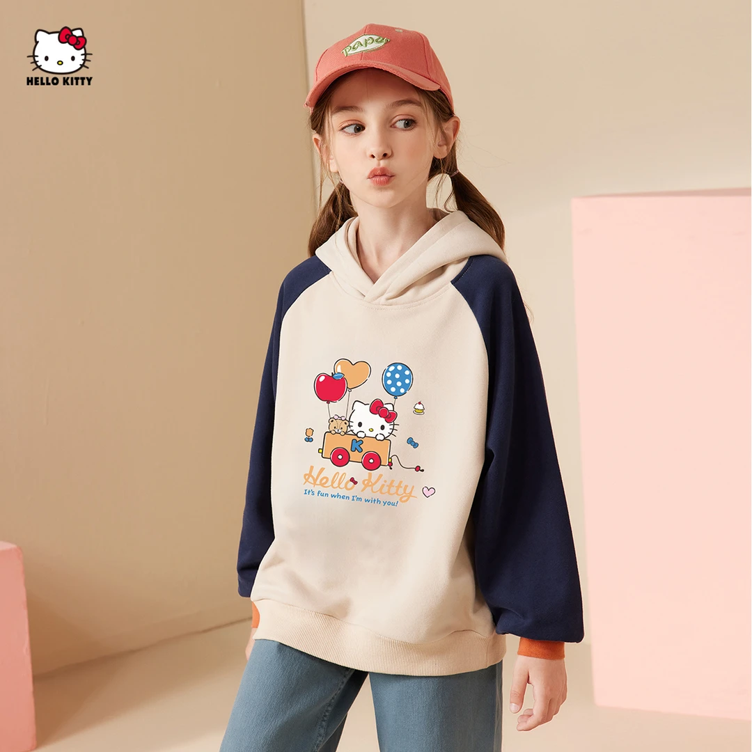 女童卡通印花春秋款卫衣2024新款中大童百搭时髦可爱连帽上衣