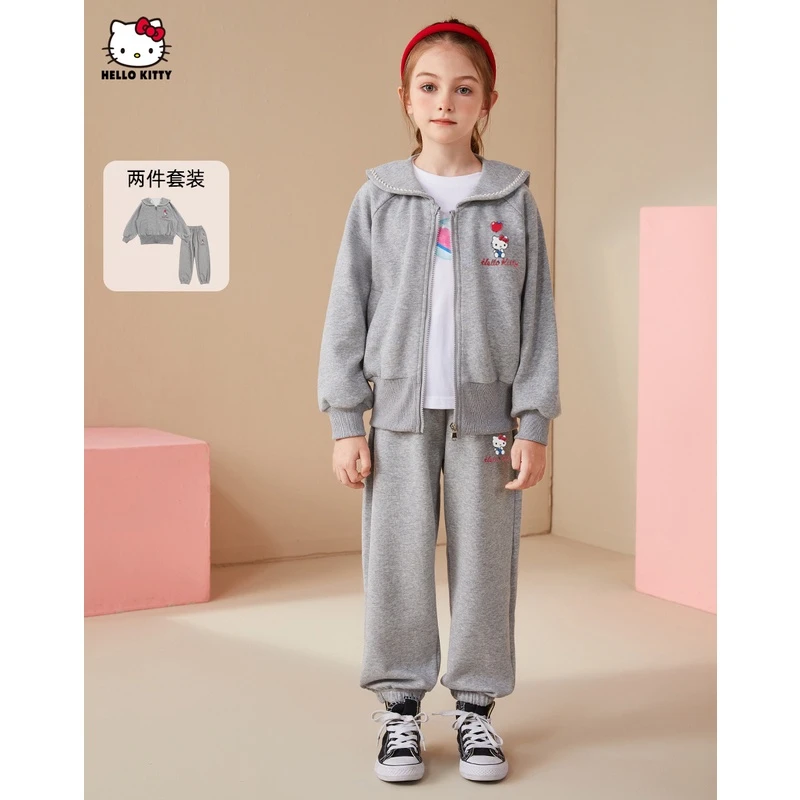 女童卫衣运动春秋休闲套装24新款小女孩洋气时尚翻领中大童两件套