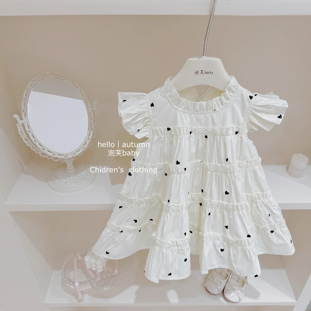 【现】度假风#女童小飞袖连衣裙夏季2025洋宝宝韩版棉布公主裙子潮