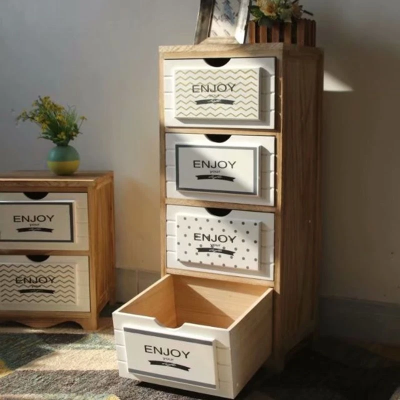家用北欧实木抽屉式收纳储物小柜子卧室多层窄柜客厅置物边角斗柜